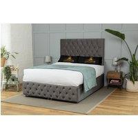 UK Bed Furniture Monaco Divan Ottoman Storage Bed with End Lift & 54 Inch Headboard in Charcoal | Size: Double