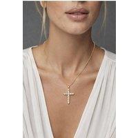 Lovii Women's Timeless Cross Pendant Necklace with Radiant Detailing in Gold | Size: 45 cm
