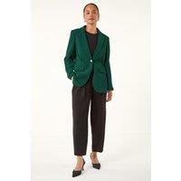 Roman Women's Petite Textured Buttoned Blazer in Teal | Size: 14