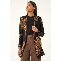 Roman Women's Contrast Floral Print Cardigan in Black | Size: 10
