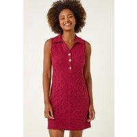 Roman Women's Crinkle Collared A-Line Stretch Dress in Wine | Size: 20