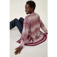 Roman Women's Jacquard Knit Cardigan in Red | Size: 16