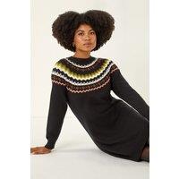 Roman Women's Fairisle Knit Jumper Dress in Black | Size: 18