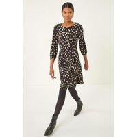 Roman Women's Speckled Print Stretch Dress in Beige | Size: 20