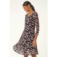 Roman Women's Floral Print Lace Stretch Dress in Red | Size: 12