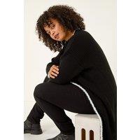 Roman Women's Curve Longline Knit Cardigan in Black | Size: 22-24