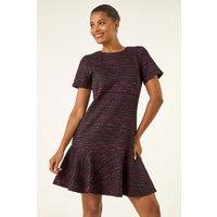 Roman Women's Textured Frill Hem Short Dress in Red | Size: 10