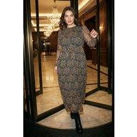 Roman Women's Curve Animal Print A-Line Stretch Dress in Natural | Size: 20