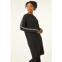 Roman Women's Petite Ribbed Knitted Dress in Black | Size: 16