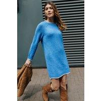 Roman Women's High Neck Knitted Shift Dress in Blue | Size: 18