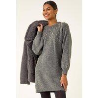 Roman Women's Faux Pearl Embellished Knit Dress in Grey | Size: 18