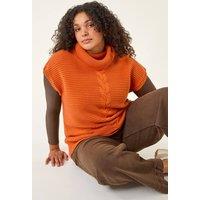 Roman Women's Curve High Neck Tabard Knit Top in Orange | Size: 22-24