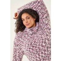 Roman Women's Curve Fluffy Roll Neck Knit Jumper in Purple | Size: 22-24