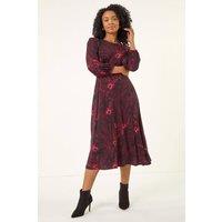 Roman Women's Petite Abstract Print Midi Stretch Dress | Size: 16