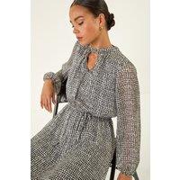 Roman Women's Petite Geometric Keyhole Front Dress in Black | Size: 14