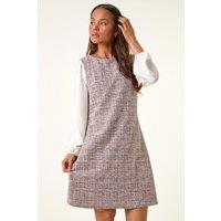Roman Women's Petite Boucle Contrast Sleeve Dress in Pink | Size: 18
