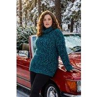 Roman Women's Curve Fluffy Roll Neck Knit Jumper in Teal | Size: 18