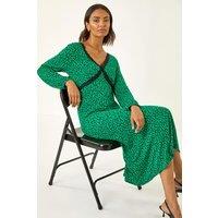 Roman Women's Lace Front Midi Dress in Green | Size: 18