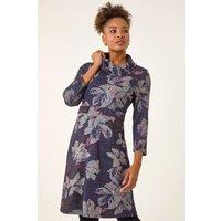 Roman Women's Floral Cowl Neck Tab Dress in Purple | Size: 20