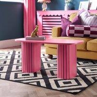 OHS Madison Ribbed Long Coffee Table Living Room Office End Side Table in Bright Pink