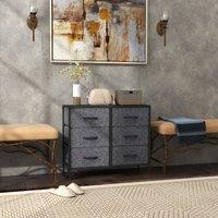 HOMCOM 8 Drawer Fabric Chest of Drawers w/ Wooden Top for Hallway in Black