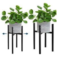 VOGREX 2IN1 Metal Plant Pot Stand Extendable Flower Display in Black