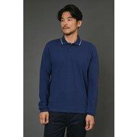 Maine Men's Blue Long Sleeve Pique Polo Shirt | Size: 2XL