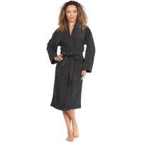 MyShoeStore Women's Luxury Egyptian Cotton Terry Towelling Bathrobe in Black