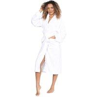 MyShoeStore Women's Luxury Egyptian Cotton Terry Towelling Bathrobe in White