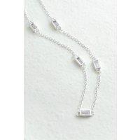 Mia Gioielli Women's S925 Sterling Silver Baguette CZ Sparkly Necklace | Size: 45 cm