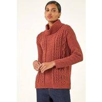 Roman Women's Chenille Roll Neck Knit jumper in Orange | Size: 14