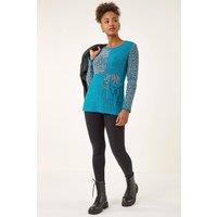 Roman Women's Textured Pocket Knit Jumper in Teal | Size: 18
