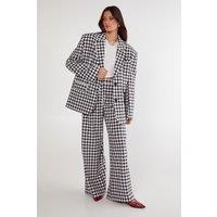 NastyGal Women's Gingham Tailored Wide Leg Pant in Mono | Size: 12