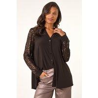Roman Women's Embellished Sequin Stretch Blouse in Chocolate | Size: 10
