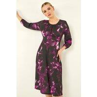 Roman Women's Petite Abstract Stretch Midi Dress in Purple | Size: 16
