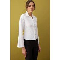 WOVCOR Women's Fitted Button-Through Shirt with Corset Waist Detail in White | Size: 6