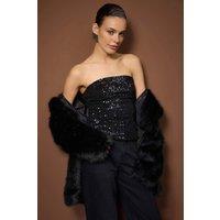 WOVCOR Women's Strapless Sequin Fitted Party Blouse in Black | Size: 12