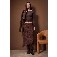 WOVCOR Women's Asymmetrical Flocked Tulle Skater Knit Skirt | Size: Medium