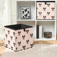 OHS 2 x Bows Storage Box Folding Cube Shoe Toy Organiser in Cream