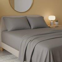 Snug City Flannelette Flat Sheet Soft Brushed Cotton Bedding for Warmth Comfort in Grey | Size: Single