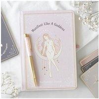 KDMD Goddess Energy A5 Manifestation Journal & Rose Quartz Crystal Pen in Pink