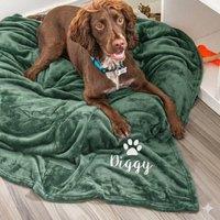 Duncan Stewart Personalised Dog Blanket Throw in Dark Green