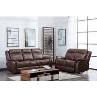 Furnishings For Less UK New Hampshire 2 Piece Leather Aire Reclining Sofa Suite Recliner 3 Seater & 2 Seater, Grey, Black or Tan
