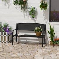 OUTSUNNY 2 Seater Metal Bench Patio Park Loveseat Garden Chair Outdoor Seating in Black