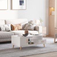 HOMCOM Modern Minimalism Storage Coffee Table Wooden Living Reception Room in White