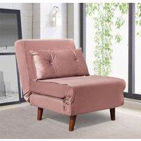 Comfy Living Ltd Plush Velvet Fabric Armchair Sleeper Chair Chaise Pull Out in Pink