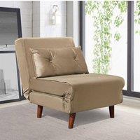Comfy Living Ltd Plush Velvet Fabric Armchair Sleeper Chair Chaise Pull Out in Beige