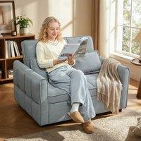 HOMCOM 2 Seater Sofa Bed, 3-in-1 Sleeper Sofa with Adjustable Backrest in Grey
