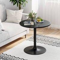 Costway 60cm Round Bar Table Adjustable Height Pub Table w/ Metal Base in Black