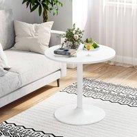 Costway 60cm Round Bar Table Adjustable Height Pub Table w/ Metal Base in White
